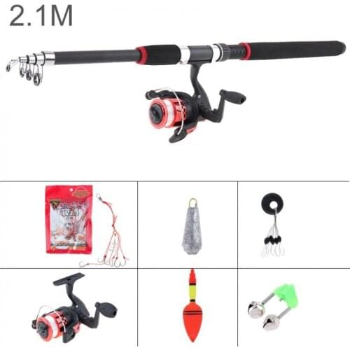 Telescopic Fishing Rod Reel Line Combo Full Kit Spinning Reel Pole Lure Set 2.1m