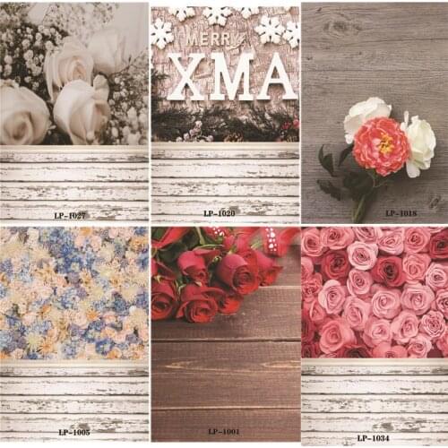Vinyl Custom Photography Backdrops Prop Flower and Wooden Planks Theme Photography Background LP191102-1