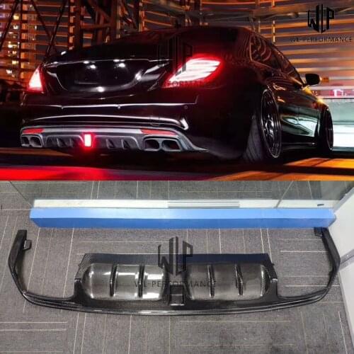 W222 S63 S65 High Quality Carbon Fiber Car Body Kit Rear Diffuser With Led Light For Mersedes-Benz S class W222 S63 S65 14-17