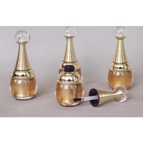 Wholasale 10ml Empty gold Acrylic Nail Polish Bottle Pagodas shape With brush lid Paint Glue Containers Nail Art Tool