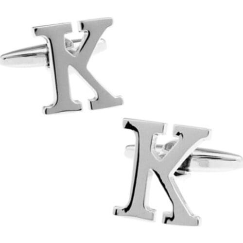 Shirt cuff cufflink silvery letter K cufflink copper material design fashion English letters cufflinks free shipping