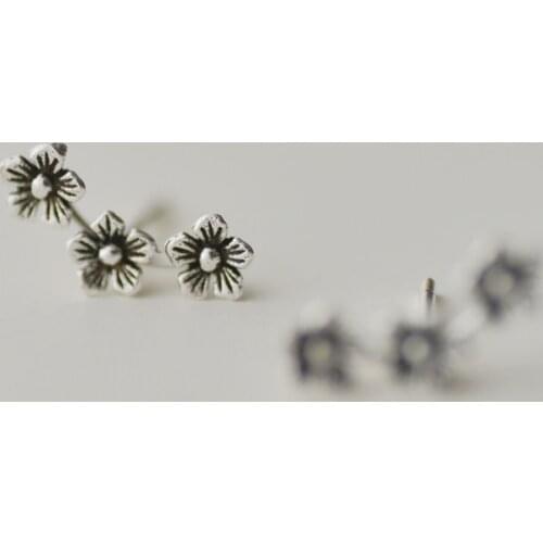 New Hot Fashion 925 Sterling Silver flowers Retro Earrings for Women Girls Gift Fashion Statement Jewelry