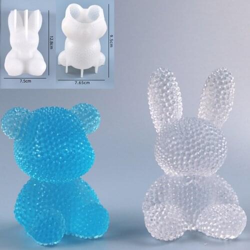 3D Diamond Bear Rabbit Silicone Mould for Diy Handmade Candle Uv Epoxy Crystal Resin Mold Crafts Home Decor