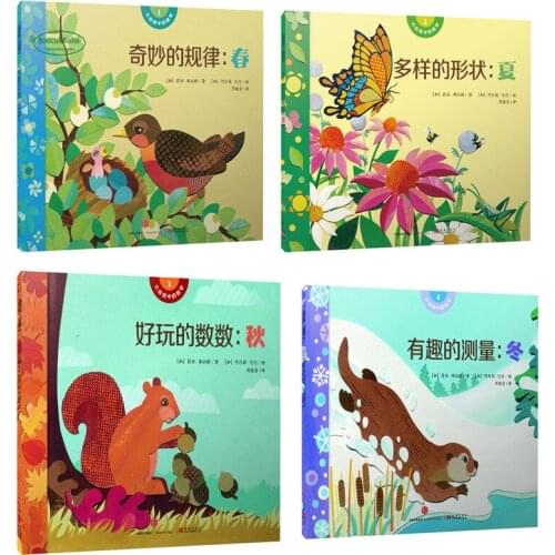 4 books Mathematics in Nature/Wonderful Laws Spring + Various Shapes in Summer/Fun Counting Autumn/Measuring Winter Age 3-6