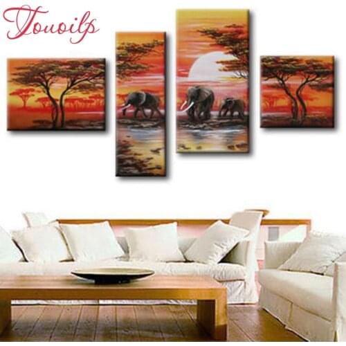 4pcs 5D diy diamond painting African elephant painting,full diamond embroidery,3d,diamond mosaic needlework home decoration,gift
