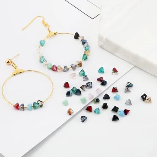 50pcs/lots 5x6mm Colorful Crystal Glass Triangle Loose Spacer Beads For DIY Handmade Earrings Bracelet Jewelry Making Accessorie