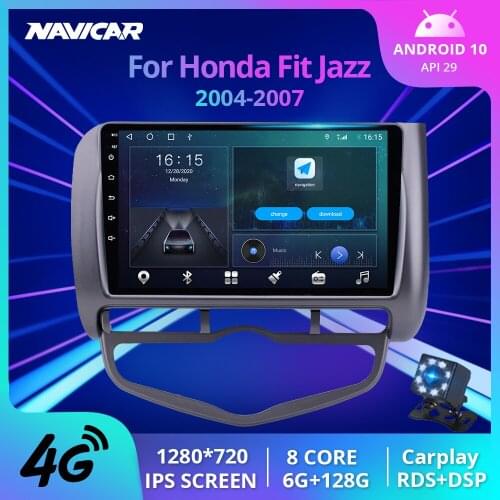 NAVICAR 2Din Android10.0 Car Radio For Honda Fit Jazz 2004-2007 GPS Navigation Stereo Receiver Auto Radio Car Video NO 2DIN DVD