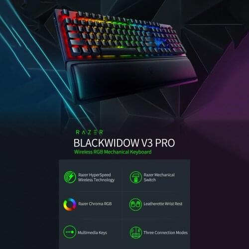 Razer BlackWidow V3 Pro Wireless Gaming Keyboard Razer Chroma RGB Mechanical Keyboard with Razer Green Mechanical Switch
