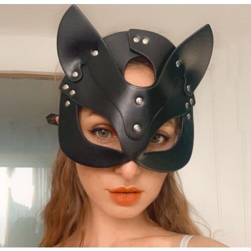 CKMORLS Sexy Leather Harness Eye Mask Erotic Fetish Sex Tools Halloween Masquerade Cosplay Rabbit Face Mask BDSM for Adult Toys