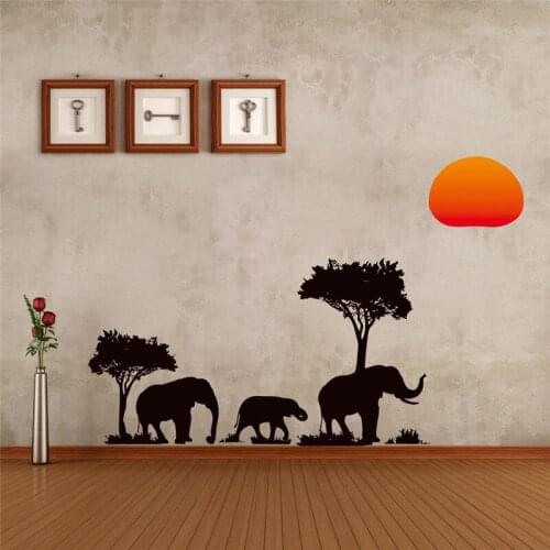 Jungle Wild Tree Elephant Sun Prairie wall stickers living room decorations diy home decals animals mural art pvc print posters