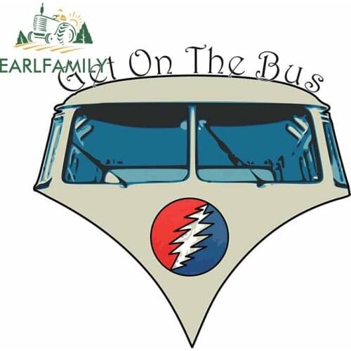 EARLFAMILY 13cm x 12.7cm for Get on The Bus with Text Car Sticker Windows Fine Anime Waterproof Windshield Camper Graphics Decal