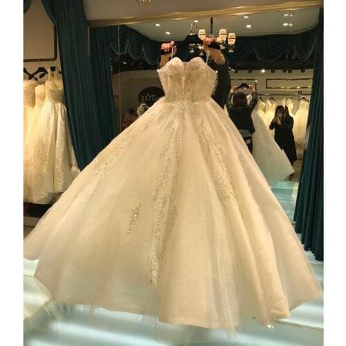 Gogeous Off The Shoulder Ball Gown Wedding Dresses China Vestido De Noiva Beading Lace Appliques Lace Bridal Gowns