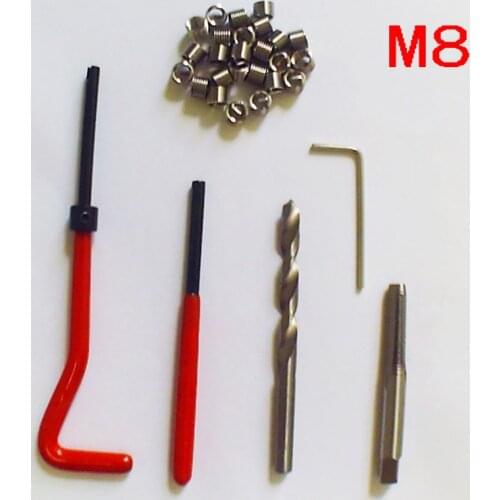 M8 Car Pro Coil Drill Tool Metric Thread Repair Insert 30pcs Kit for Helicoil Car Repair Tools Coarse Crowbar