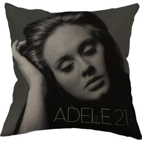 Adele Adkins Pillow Covers Cases Cotton Linen Zippered Square Decorative Pillowcase Outdoor, Office, Home Cushion One Sides