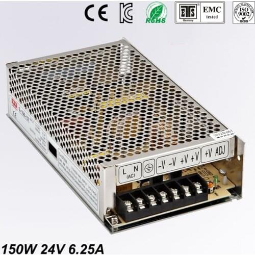 Single Output Uninterruptible Adjustable 24V 150W Switching power supply unit 110V 240Vac to dc smps for LED Strip light cnc