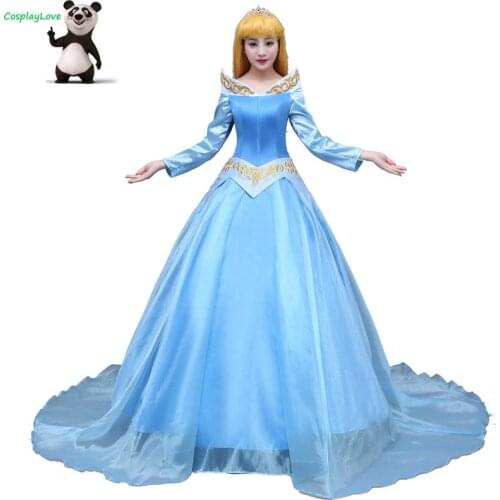 CosplayLove Sleeping Beauty Kid Adult Blue Briar Rose Princess Aurora Dress Cosplay Costume Custom Made