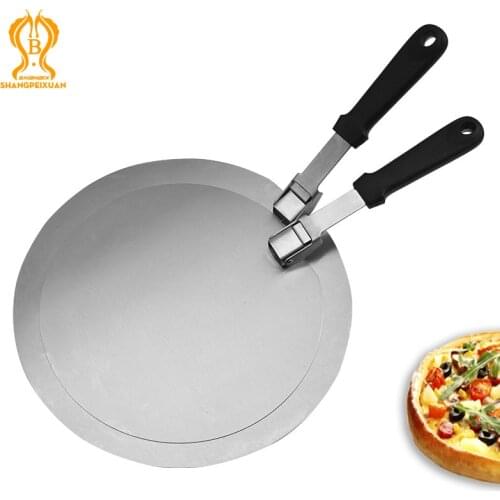 SHANGPEIXUAN Stainless Steel Pizza Peel Plastic Handle Pizza Shovel 10/12 inch Round Paddle Pizza Peels Spatula Baking Tools