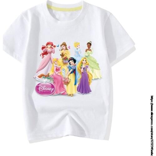 Disney Princess T-shirt Fashion New Rock Boy Girl Baby T-shirts Summer Hipster Children T Shirt 100% Cotton Kids Tops Tees