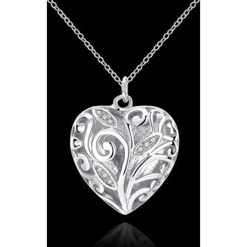 Fashion brand 925 Sterling Silver crystal heart pendant Necklace For Women Party Engagement Wedding Gifts Jewelry