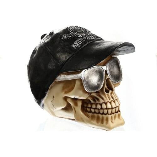 Moquerry Modern Human In Hat Skull with Glasses Resin Crafts Skull Model Home party Decor Aquarium Ornament Halloween
