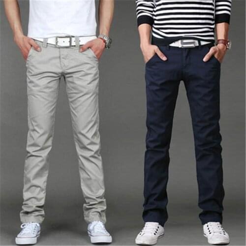 Fashion Business Solid 9 color Pants Male Trousers 2019 New Casual Men Pants Cotton Slim Pant Straight Trousers Khaki Black