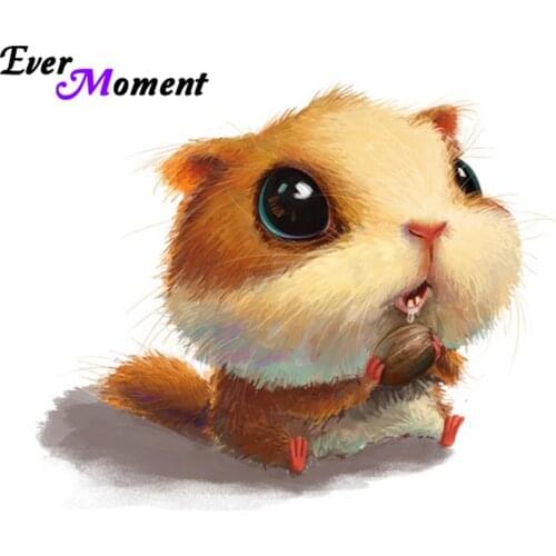 Ever Moment DIY Diamond Embroidery Lovely Hamster Diamond Painting Kit Square Stones Full Lay out Mosaic Painting ASF609