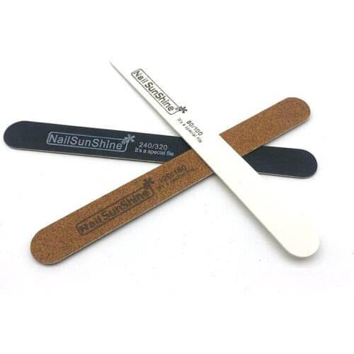 50pcs/lot Strong Thick Wood Nail File Multi Grit Wooden Sandpaper Nails File For Manicure Buffing Straight lime a ongle Nail Too