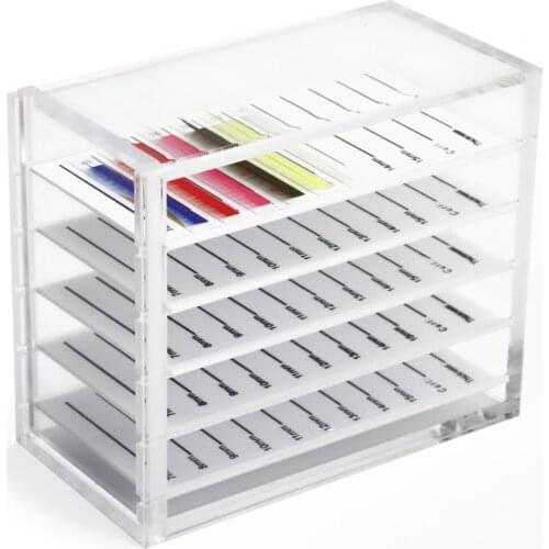 GLAMLASH 5 Layers Acrylic Eyelash Extension Display Storage Box Individual False Lash Pallet Holder Stand Makeup Organizer Tool
