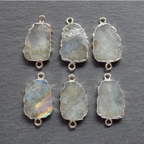 Labradorite connector pendants, nature stone gems connectors