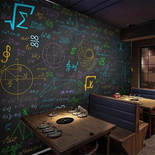 Beibehang Custom wallpaper 3d mural math formulas colored chalk blackboard background wall living room bedroom wallpaper 3d обои
