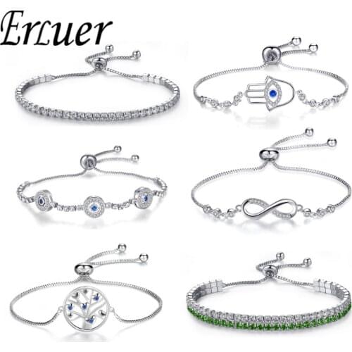 Adjustable Trendy Silver Plated Blue Crystal CZ Eyes Bracelets For Women Wedding fashion Jewelry Charming Bracelet & Bangles
