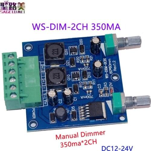 WS-DIM-2CH-350MA/700MA*2 channel Manual knob Dimmer switch constant current DC12-24V DMX 512 Controller 2CH Decoder