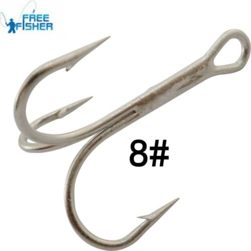 Free Fisher 3551 Triple Fishing Hooks 8# Three Anchor Treble Hooks Kits 100pcs 1.7cm Length Sharp Fishhooks for Carp Fishing