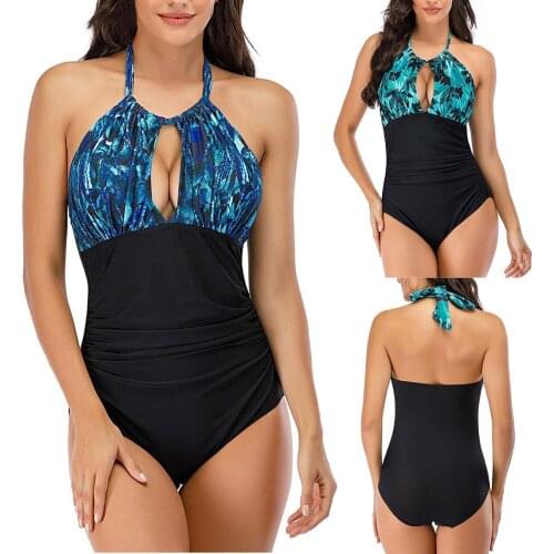 Sexy One Piece Swimwear Women 2021 Floral Monokini Bathing Suits Bodysuit Push Up Swimsuit Backless Swimming Suit Female #G3