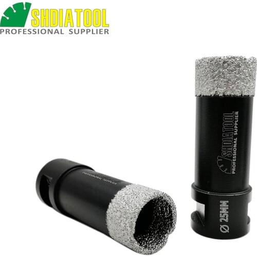 SHDIATOOL 2pcs M14 Thread Dia 25mm Vacuum Brazed Diamond Dry Drilling Core Bits Porcelain Tile Granite Marble Stone Hole Saw L75