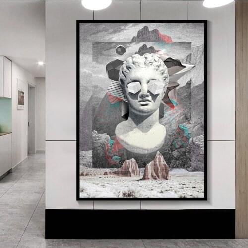 Nordic Black and White Head Sculpture Posters And Prints Wall Art Abstract Canvas Paintings Pictures Living Room Home Decoration