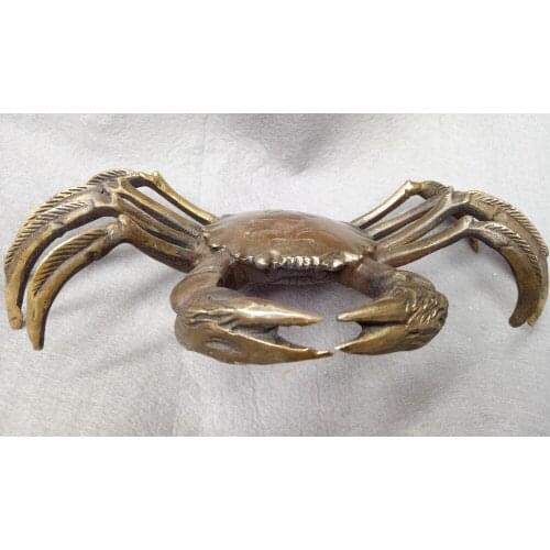 Ancient folk auspicious Chinese pure copper crab decorative handicraft sculpture
