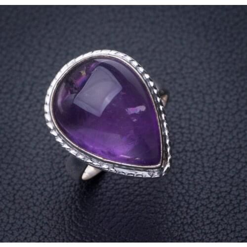 StarGems Natural Amethyst Handmade 925 Sterling Silver Ring 7.75 E2745