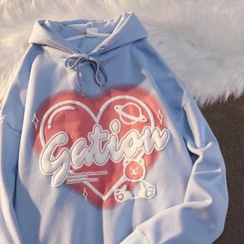 Oversized Hooded Hoodie Sweatshirts Women Loose Casual Printed Sweatshirts Pullover Cute Streetwear Kawaii Harajuku Hoodie