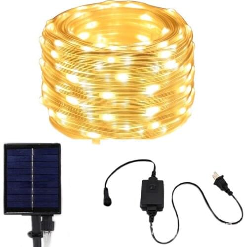 20/30 /50 /100 Solar And Plug Upgrade Dimmable Waterproof Strip String Lights Decoration Garden Party Christmas Tree