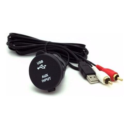 Car Dashboard Flush Mount USB 2.0 3.5mm Audio AUX to 3RCA Extension Lead Panel Cable Cord for Motorcycle Boat car accessaries