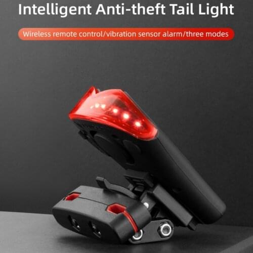 Bike Tail Light 3 Modes Wireless Remote Control Cycling Lamp Anti-Theft Alarm Waterproof Bicycle Flashlight Safety Warning Light