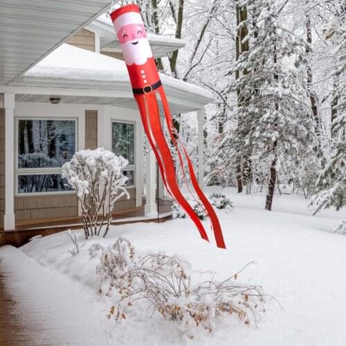 120cm Garden Outdoor Wind Windsock Flag Christmas Wind Hanging Flag for Home Garden Decoration Winter Yard Decor