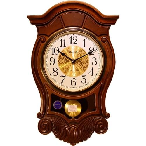 Weilingdun Hourly Chime Wooden Owl-Shape Wall Clock with Pendulum European Retro Living-Room Mute Quartz Dial 200mm Wood+MFD