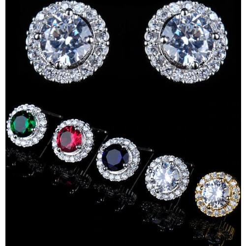 YAN MEI Wholesale 2016 New silver Color Zircon Stud Earrings Fashion Jewelry For Women GLE3605