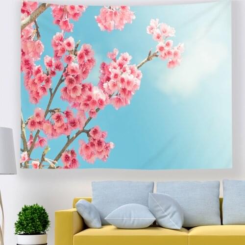 2021 Japanese Decor Cherry Tapestry Wall Hanging For Bedroom Hippie Art Blossom Decorations Tapestry Beach Blanket College Dorm