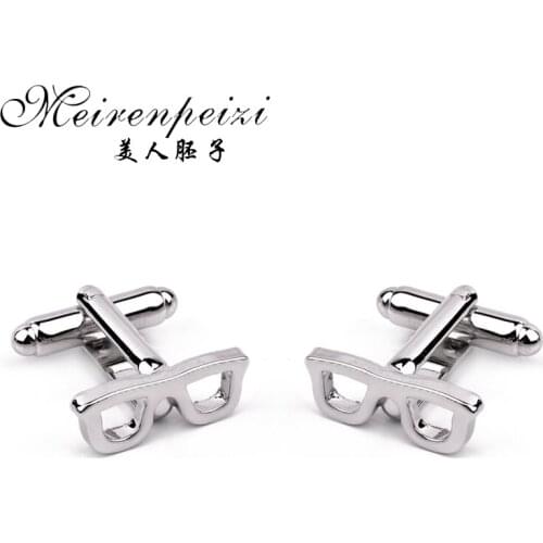 Novelty Design Eyeglass Frame Women Mens Cufflinks New Fashion Mens Shirt Cuff Button Gifts For Men Cuff Link
