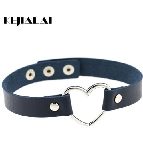 KEJIALAI Leather Collar Necklace Female Heart Punk Rope Chain Necklace for Women Neck Chain Personality Fashion Jewely KJL067