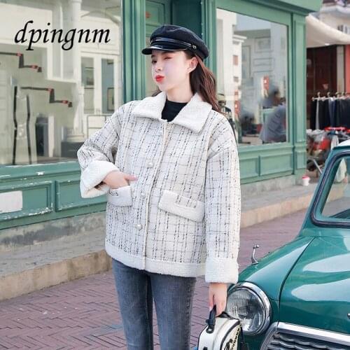 New Womens Wool Blends Coat Winter 2019 Autumn Fashion Elegant Mother Plaid Slim Long Tweed Woolen Outerwear Female