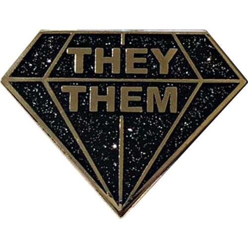Theythem pronoun diamond hard enamel pin